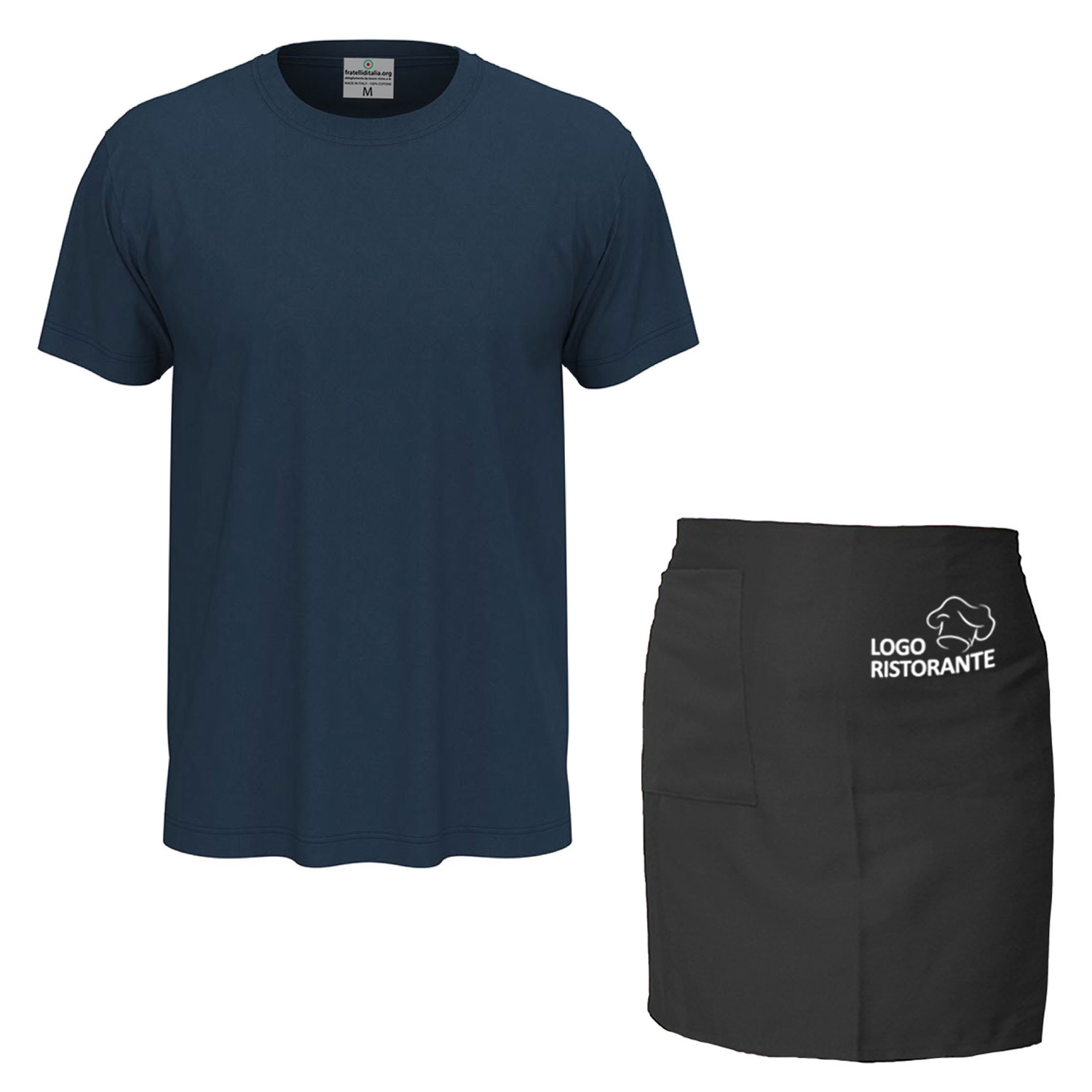 Customizable Chef Kit for Kitchen with Short Apron and Cotton T-shirt